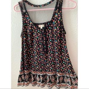 Women's Floral Black Tank Top